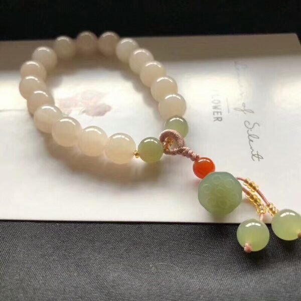 Hotan Jade Lotus Root Starch Bracelet Light Pink Bracelet Lotus Canopy Auspicious Ruyi Girl's Girlfriend Gift
