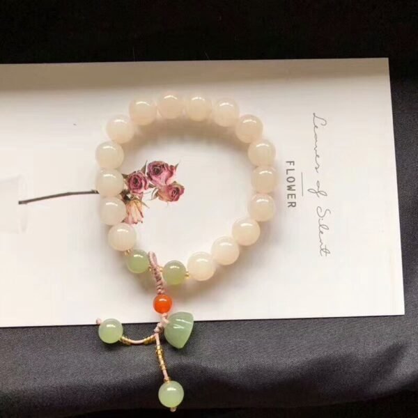 Hotan Jade Lotus Root Starch Bracelet Light Pink Bracelet Lotus Canopy Auspicious Ruyi Girl's Girlfriend Gift - Image 6
