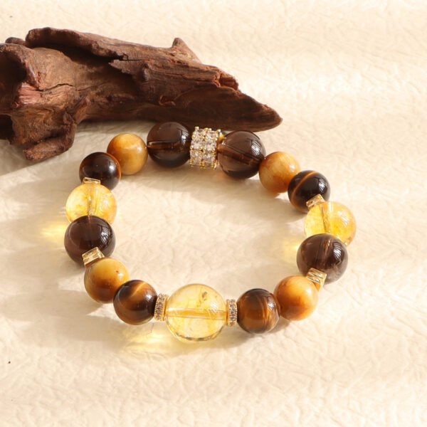 Jinba big comprehensive tremolo explosion natural yellow tower crystal beaded bracelet female high sense tiger eye stone bracelet wholesale - Image 3