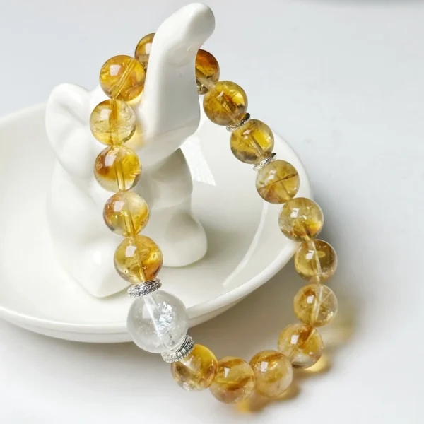 Natural Citrine Bracelet Pyramid Yellow Asai Bai Asai Bracelet Honey Milk Cover Bracelet Couple Girlfriend Gift - Image 4