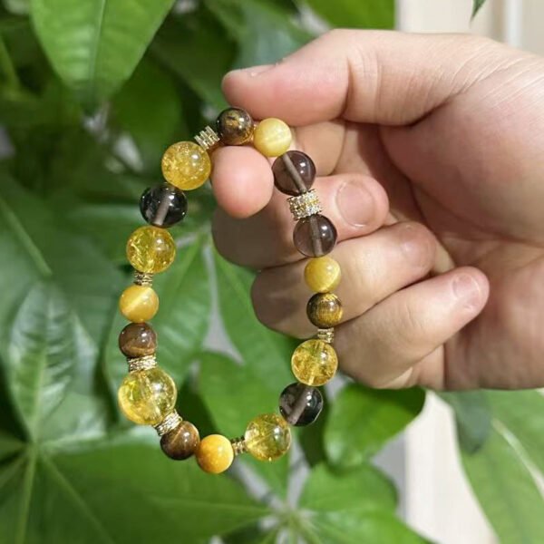 Zhaocai Jinba Big Comprehensive Natural Yellow Tower Crystal Tiger Eye Bracelet Transfer Bead Men's and Women's Handstring Big Head Sister Same - Image 8