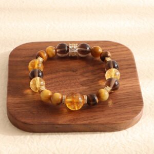 Jinba big comprehensive tremolo explosion natural yellow tower crystal beaded bracelet female high sense tiger eye stone bracelet wholesale