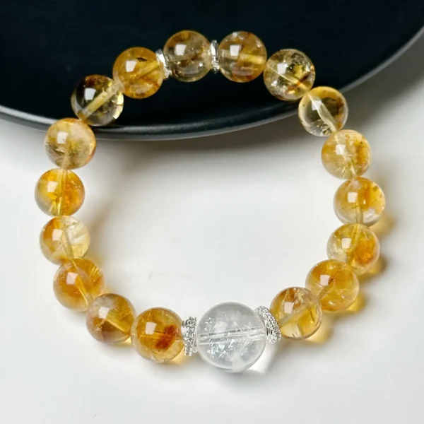 Natural Citrine Bracelet Pyramid Yellow Asai Bai Asai Bracelet Honey Milk Cover Bracelet Couple Girlfriend Gift