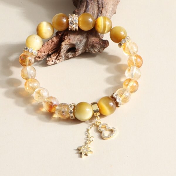 Jinba big comprehensive tremolo explosion natural yellow tower crystal beaded bracelet female high sense tiger eye stone bracelet wholesale - Image 15