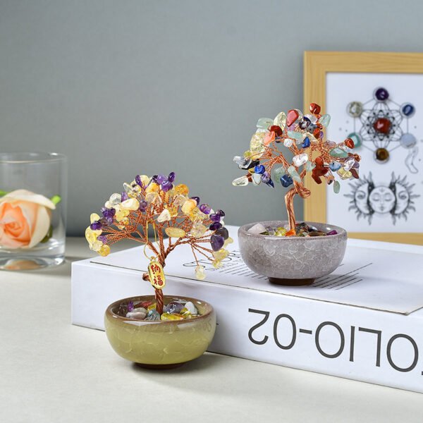 Hot-selling cornucopia tea cup base crystal fortune tree ornaments desktop crystal crystal tree creative handmade crafts - Image 4