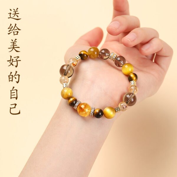 Zhaocai Jinba Big Comprehensive Natural Yellow Tower Crystal Tiger Eye Bracelet Transfer Bead Men's and Women's Handstring Big Head Sister Same - Image 4