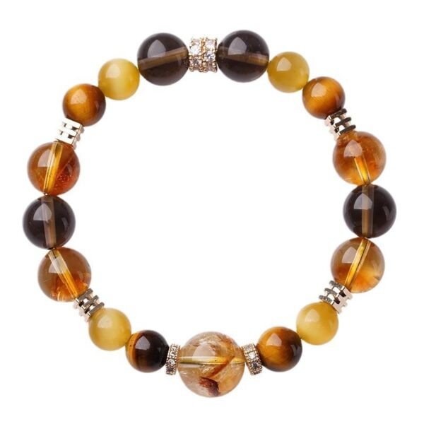 Zhaocai Jinba Big Comprehensive Natural Yellow Tower Crystal Tiger Eye Bracelet Transfer Bead Men's and Women's Handstring Big Head Sister Same - Image 5