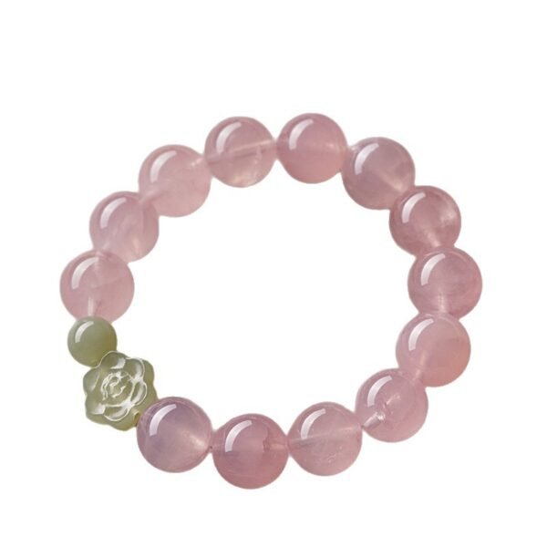 Natural Horse Powder Crystal Bracelet for Women Niche Design High-End Hetian Jade Auspicious Lotus Grapefruit Peach Powder Bracelet - Image 5