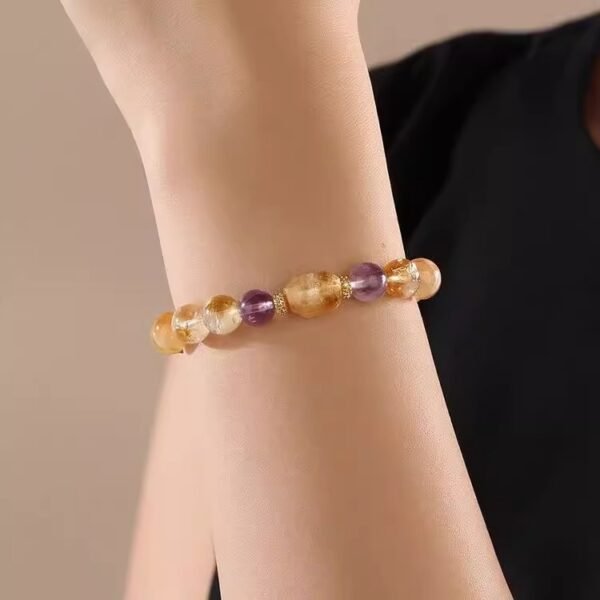 Fortune-making overnight rich yellow crystal bracelet prosperous fortune yellow tower crystal bracelet women's light luxury niche exquisite beaded jewelry - Image 3