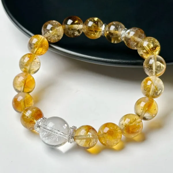 Natural Citrine Bracelet Pyramid Yellow Asai Bai Asai Bracelet Honey Milk Cover Bracelet Couple Girlfriend Gift - Image 3