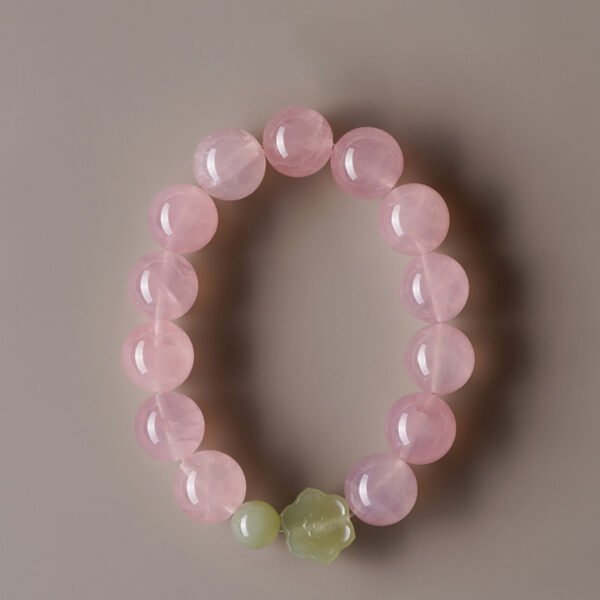 Natural Horse Powder Crystal Bracelet for Women Niche Design High-End Hetian Jade Auspicious Lotus Grapefruit Peach Powder Bracelet - Image 4