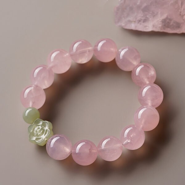 Natural Horse Powder Crystal Bracelet for Women Niche Design High-End Hetian Jade Auspicious Lotus Grapefruit Peach Powder Bracelet - Image 6