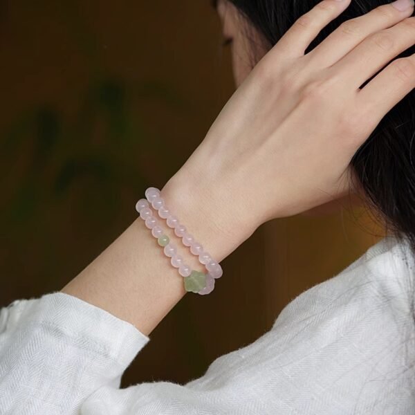 Natural Horse Powder Crystal Bracelet for Women Niche Design High-End Hetian Jade Auspicious Lotus Grapefruit Peach Powder Bracelet - Image 3