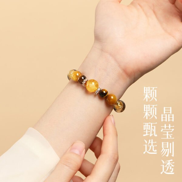 Zhaocai Jinba Big Comprehensive Natural Yellow Tower Crystal Tiger Eye Bracelet Transfer Bead Men's and Women's Handstring Big Head Sister Same - Image 3