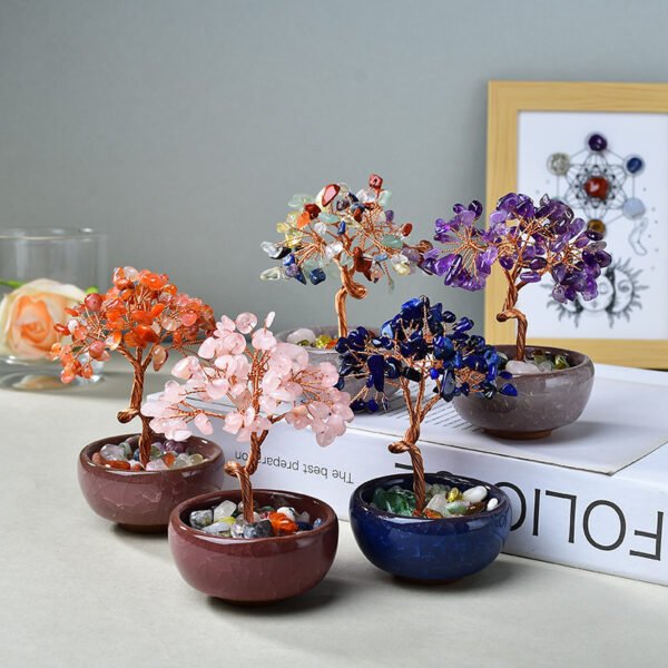 Hot-selling cornucopia tea cup base crystal fortune tree ornaments desktop crystal crystal tree creative handmade crafts - Image 2