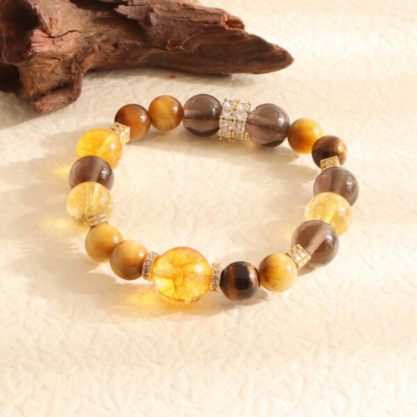 Jinba big comprehensive tremolo explosion natural yellow tower crystal beaded bracelet female high sense tiger eye stone bracelet wholesale - Image 4