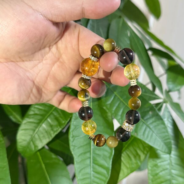 Zhaocai Jinba Big Comprehensive Natural Yellow Tower Crystal Tiger Eye Bracelet Transfer Bead Men's and Women's Handstring Big Head Sister Same - Image 9