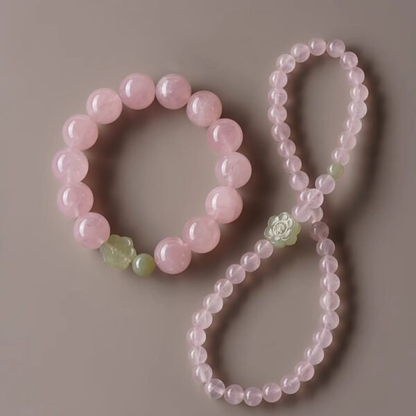 Natural Horse Powder Crystal Bracelet for Women Niche Design High-End Hetian Jade Auspicious Lotus Grapefruit Peach Powder Bracelet