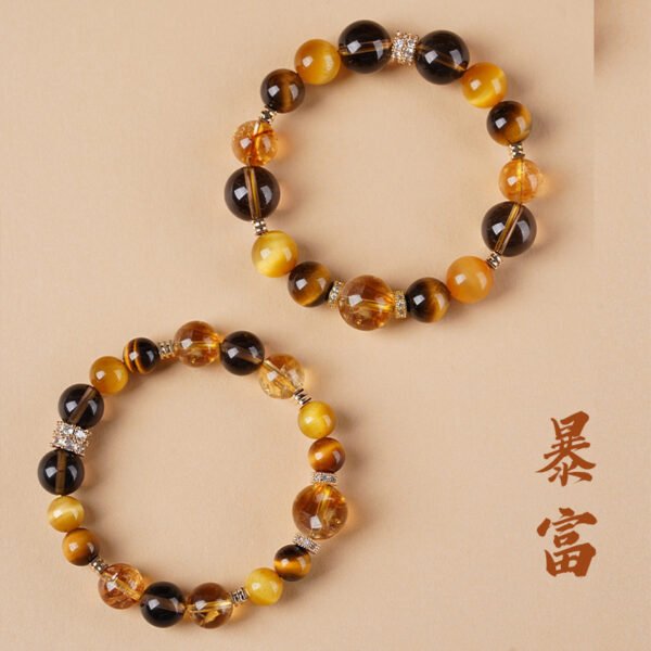 Zhaocai Jinba Big Comprehensive Natural Yellow Tower Crystal Tiger Eye Bracelet Transfer Bead Men's and Women's Handstring Big Head Sister Same - Image 2