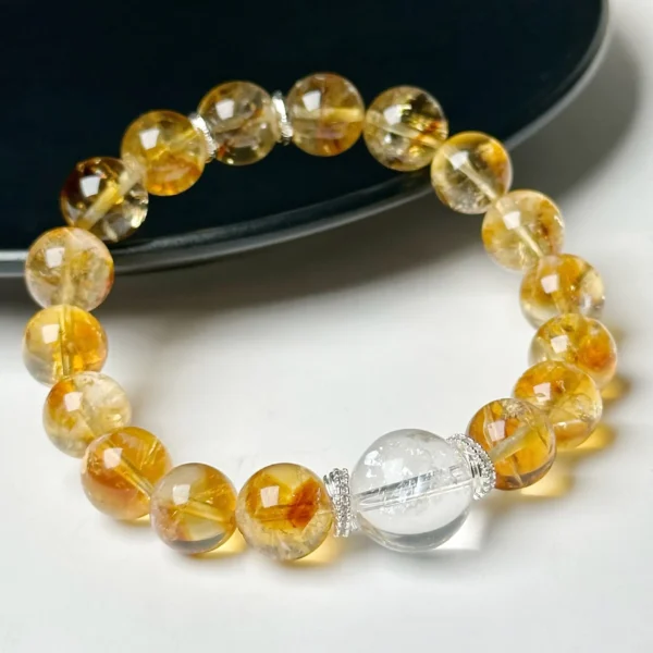 Natural Citrine Bracelet Pyramid Yellow Asai Bai Asai Bracelet Honey Milk Cover Bracelet Couple Girlfriend Gift - Image 2